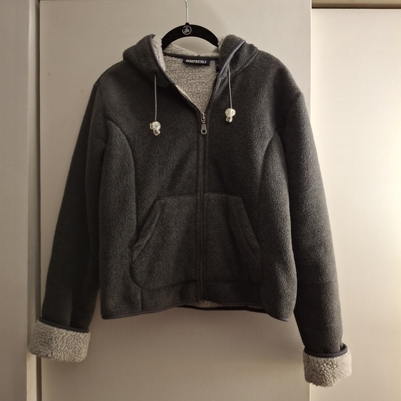 Aeropostale Jackets & Blazers - Aeropostale Women's Gray Sherpa Hoodie